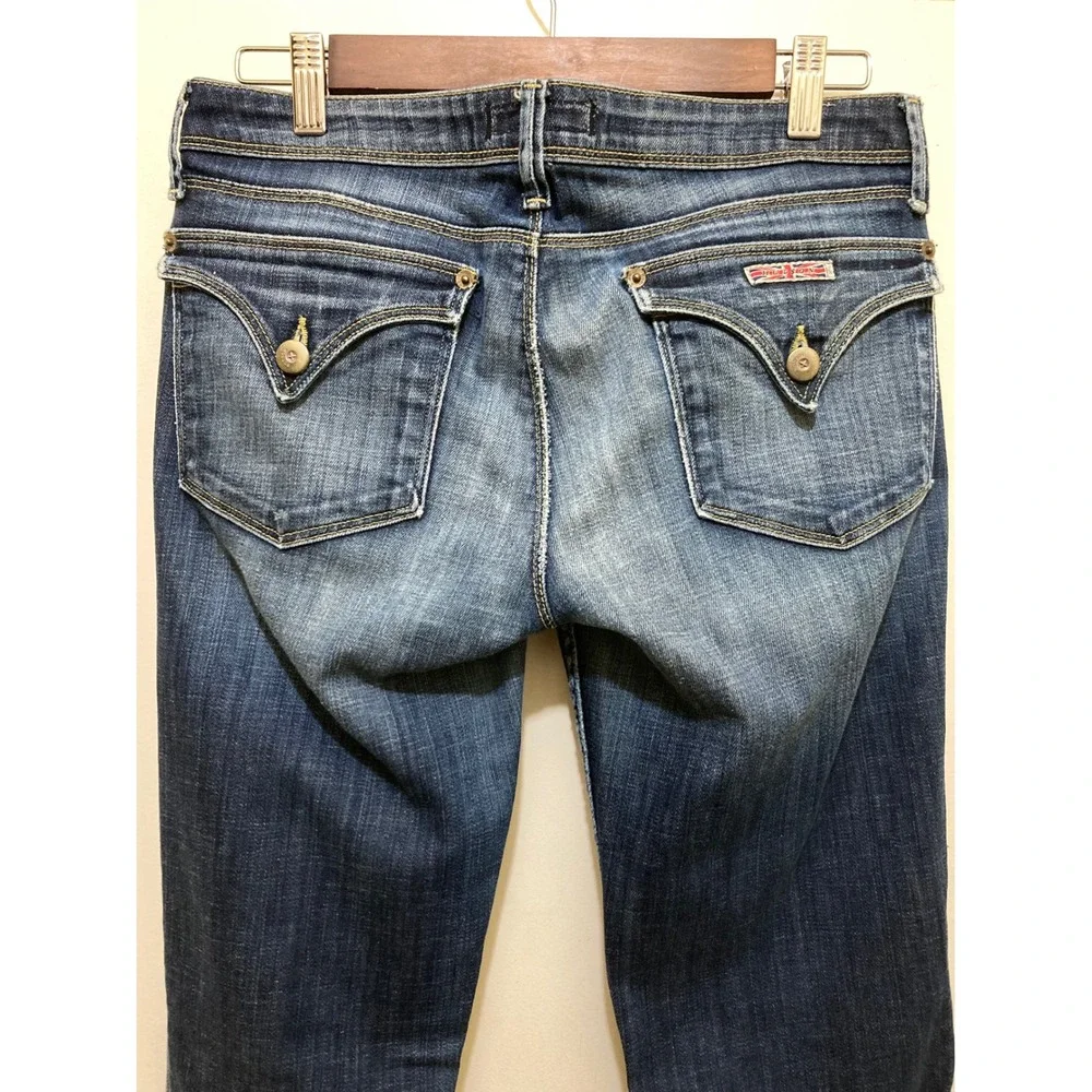 Hudson Beth Straight Jeans Womens 29 Blue Stretch Denim Flap Pockets Stretch Y2K - Picture 8 of 13